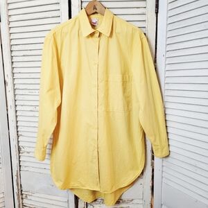 Vintage 80s 100% Cotton Tunic Shirt With Button Sides In Sunny Yellow S/M